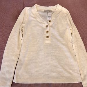 LOFT cream waffle button henley - size XS